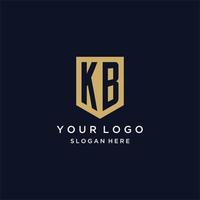 diseño de logotipo de iniciales de monograma kb con icono de escudo vector