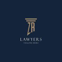 ZR initial monogram logo for law office, lawyer, advocate with pillar style vector