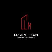 LM initial monogram with building logo design vector