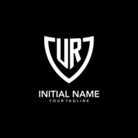 UR monogram initial logo with clean modern shield icon design vector