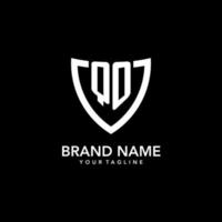 QO monogram initial logo with clean modern shield icon design vector