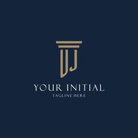 UJ initial monogram logo for law office, lawyer, advocate with pillar style vector