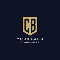 CB monogram initials logo design with shield icon vector