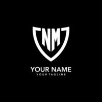 NM monogram initial logo with clean modern shield icon design vector