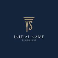 YS initial monogram logo for law office, lawyer, advocate with pillar style vector