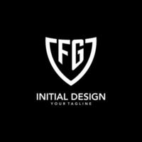 FG monogram initial logo with clean modern shield icon design vector