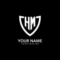 HM monogram initial logo with clean modern shield icon design vector