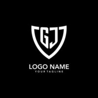 GJ monogram initial logo with clean modern shield icon design vector