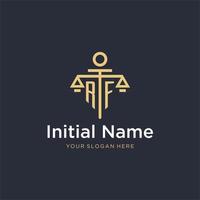 RF initial monogram logo with scale and pillar style design vector