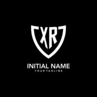 XR monogram initial logo with clean modern shield icon design vector