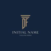 DF initial monogram logo for law office, lawyer, advocate with pillar style vector