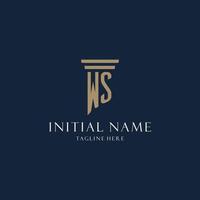 WS initial monogram logo for law office, lawyer, advocate with pillar style vector