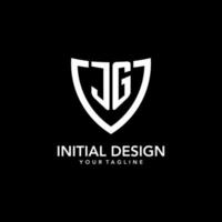 JG monogram initial logo with clean modern shield icon design vector