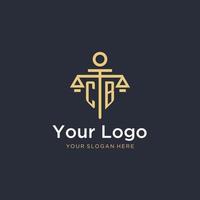 CB initial monogram logo with scale and pillar style design vector