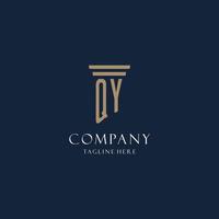 QY initial monogram logo for law office, lawyer, advocate with pillar style vector
