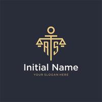 RS initial monogram logo with scale and pillar style design vector