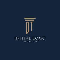 QT initial monogram logo for law office, lawyer, advocate with pillar style vector