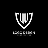 UV monogram initial logo with clean modern shield icon design vector