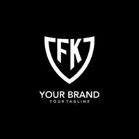 FK monogram initial logo with clean modern shield icon design vector
