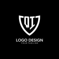 QI monogram initial logo with clean modern shield icon design vector