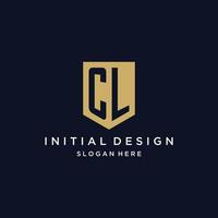 CL monogram initials logo design with shield icon vector