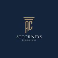 AC initial monogram logo for law office, lawyer, advocate with pillar style vector