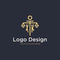 XK initial monogram logo with scale and pillar style design vector