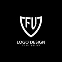 FV monogram initial logo with clean modern shield icon design vector