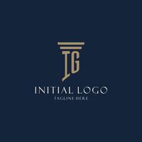 IG initial monogram logo for law office, lawyer, advocate with pillar style vector