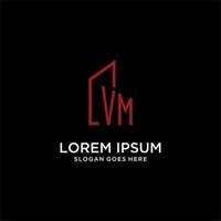 VM initial monogram with building logo design vector