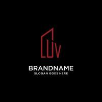 UV initial monogram with building logo design vector
