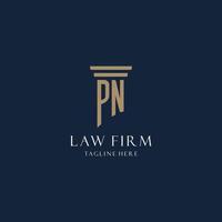 PN initial monogram logo for law office, lawyer, advocate with pillar style vector