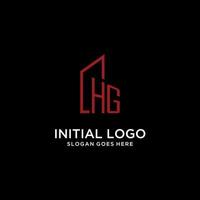 HG initial monogram with building logo design vector