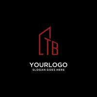 TB initial monogram with building logo design vector