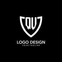 QV monogram initial logo with clean modern shield icon design vector