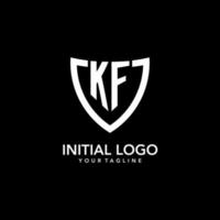 logotipo inicial del monograma kf con un diseño de icono de escudo limpio y moderno vector