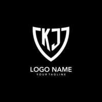 KJ monogram initial logo with clean modern shield icon design vector