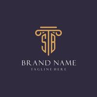 SB monogram initials design for law firm, lawyer, law office with pillar style vector