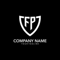 FP monogram initial logo with clean modern shield icon design vector