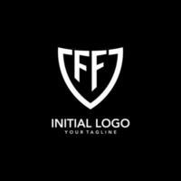 logotipo inicial del monograma ff con un diseño de icono de escudo limpio y moderno vector