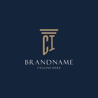 CI initial monogram logo for law office, lawyer, advocate with pillar style vector
