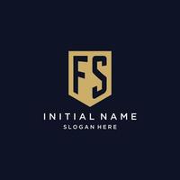 FS monogram initials logo design with shield icon vector