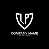 LP monogram initial logo with clean modern shield icon design vector