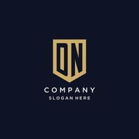 DN monogram initials logo design with shield icon vector