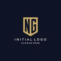 NG monogram initials logo design with shield icon vector