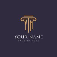 YM monogram initials design for law firm, lawyer, law office with pillar style vector