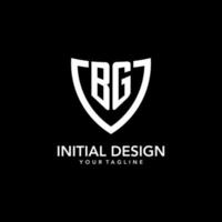 BG monogram initial logo with clean modern shield icon design vector