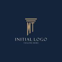 MT initial monogram logo for law office, lawyer, advocate with pillar style vector