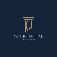 KJ initial monogram logo for law office, lawyer, advocate with pillar style vector