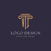 VI monogram initials design for law firm, lawyer, law office with pillar style vector